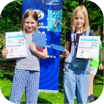 Siegerehrung Laufspiel kreuzundquer Giesing